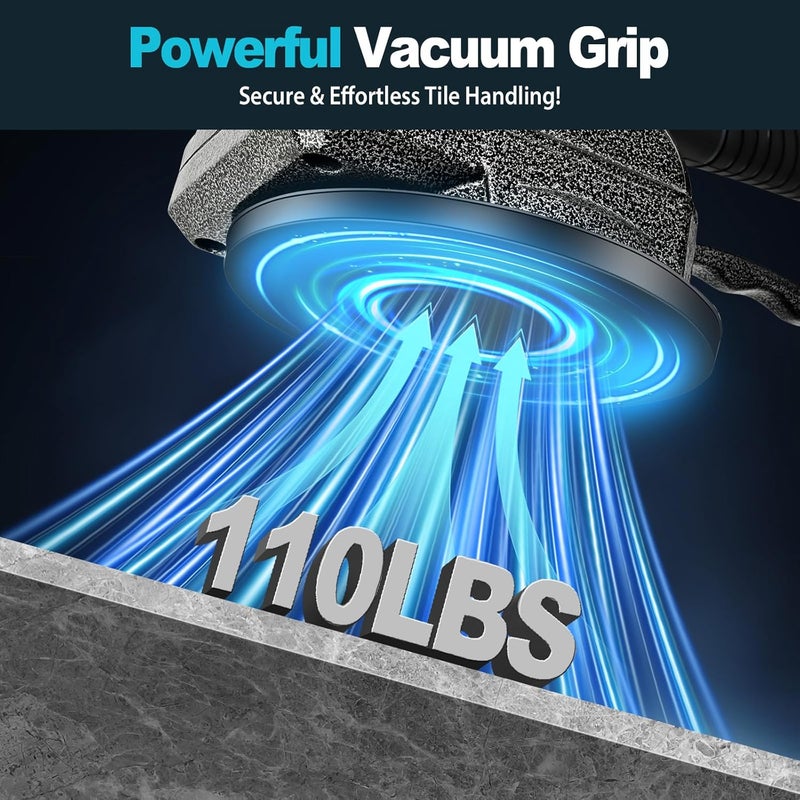 blayram 21V Cordless Tile Vibration Tool with 2×2.0Ah Batteries – 110lb Suction, 5" Suction Cup, 5 Vibration Levels, Pure Copper Motor – Tile Installation Tool for Wall & Floor Tiles - Image 2